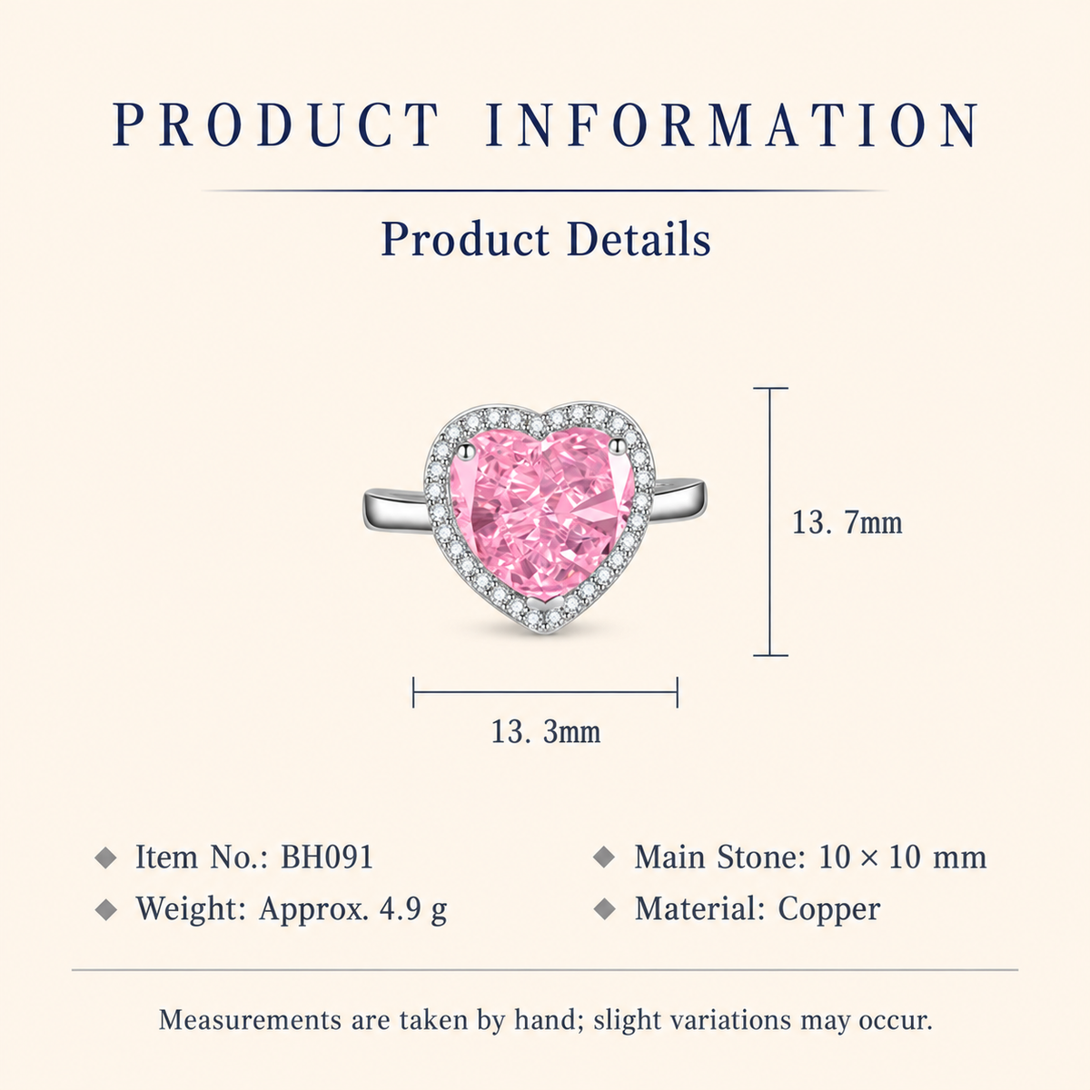 Women’s Romantic Heart-Cut High-Carbon Diamond Adjustable Ring with Pavé Halo – 9 Colors