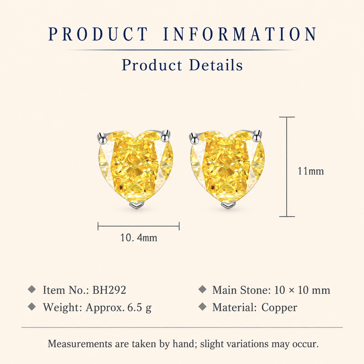 Women’s Yellow Heart-Cut High-Carbon Diamond Necklace, Earrings & Ring Jewelry Set