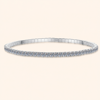 Women’s & Men’s S925 Sterling Silver Moissanite Tennis Stretch Bracelet – Gold & Silver