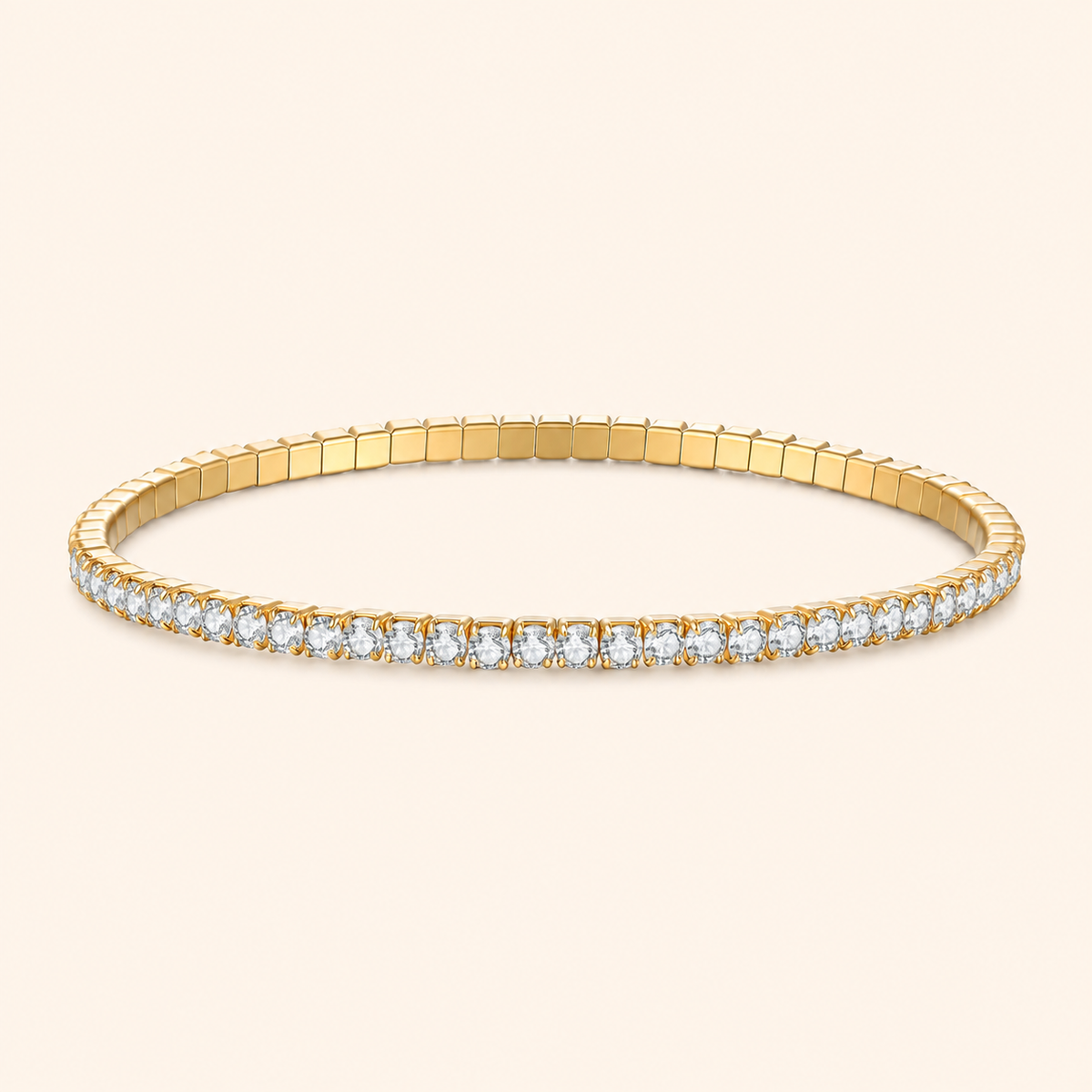 Women’s & Men’s S925 Sterling Silver Moissanite Tennis Stretch Bracelet – Gold & Silver