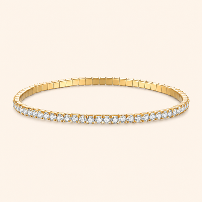 Women’s & Men’s S925 Sterling Silver Moissanite Tennis Stretch Bracelet – Gold & Silver