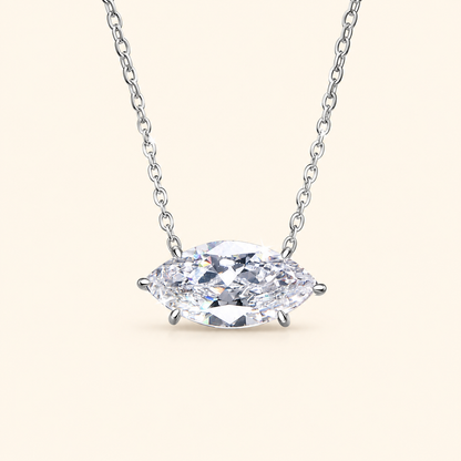 Women’s S925 Sterling Silver Marquise-Cut Moissanite Solitaire Necklace – 1CT / 2CT / 4CT