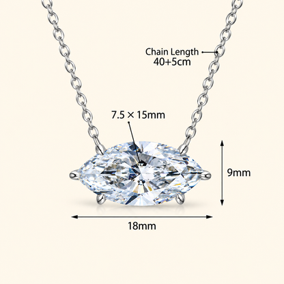 Women’s S925 Sterling Silver Marquise-Cut Moissanite Solitaire Necklace – 1CT / 2CT / 4CT