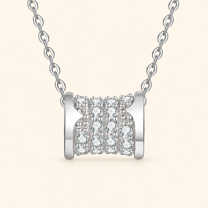 Women’s S925 Sterling Silver Pavé Moissanite Hourglass Pendant Necklace – 0.63CT