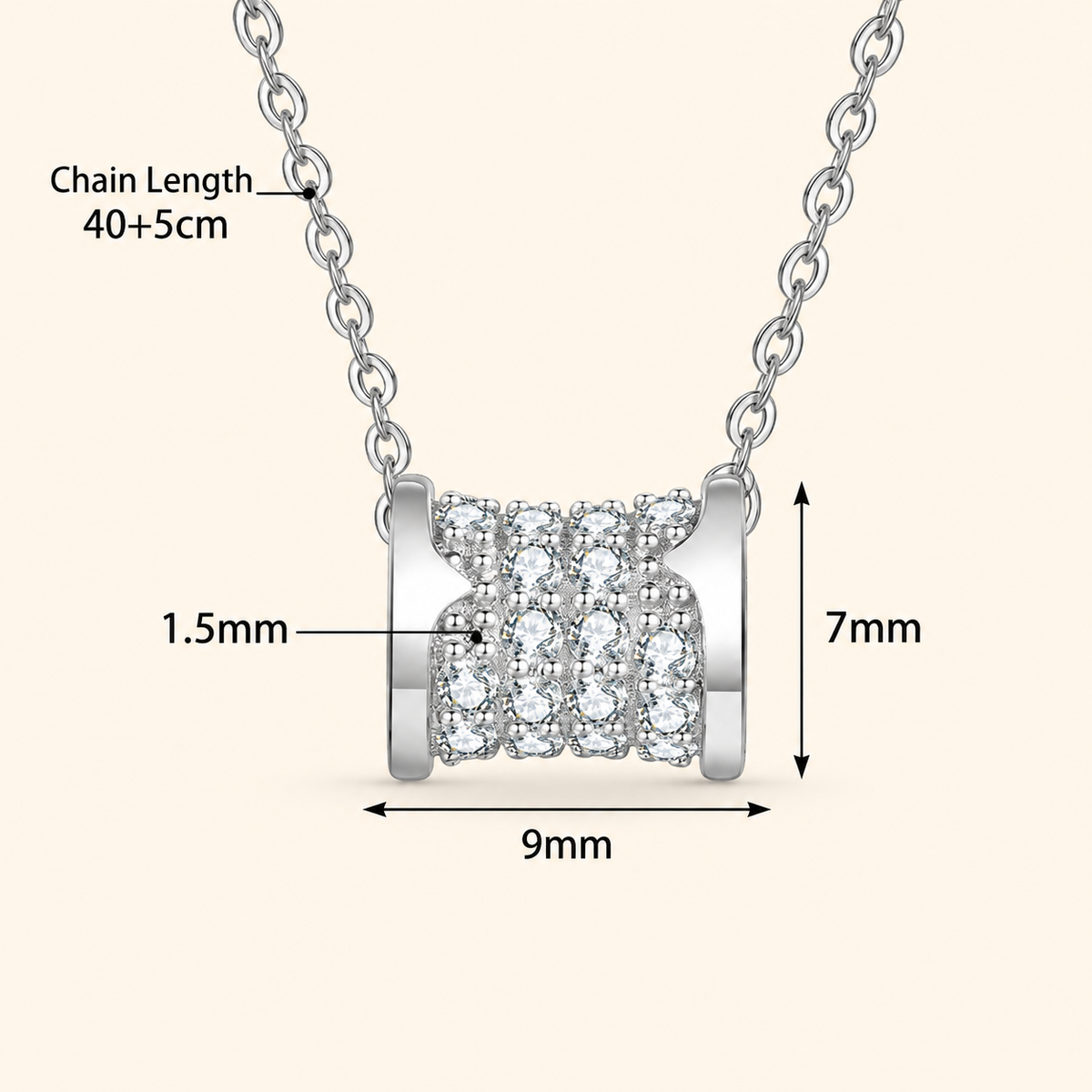 Women’s S925 Sterling Silver Pavé Moissanite Hourglass Pendant Necklace – 0.63CT