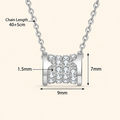 Women’s S925 Sterling Silver Pavé Moissanite Hourglass Pendant Necklace – 0.63CT