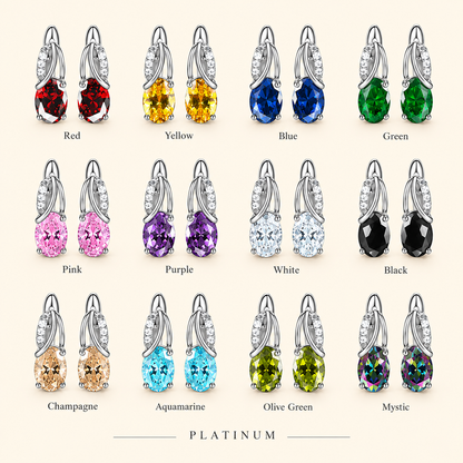 Women’s Multicolor Oval-Cut Cubic Zirconia Drop Earrings with Pavé Twist Detail – Gold & Silver Tone