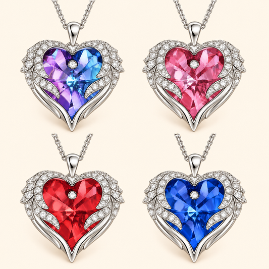 Women’s Elegant Heart Pendant Necklace with Sparkling Zirconia and Rose Gift Box