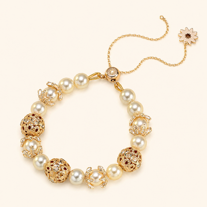 Women’s Vintage Pearl Chain Necklace with Mother-of-Pearl Pendant