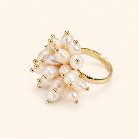 French-Inspired Freshwater Pearl Adjustable Open Ring