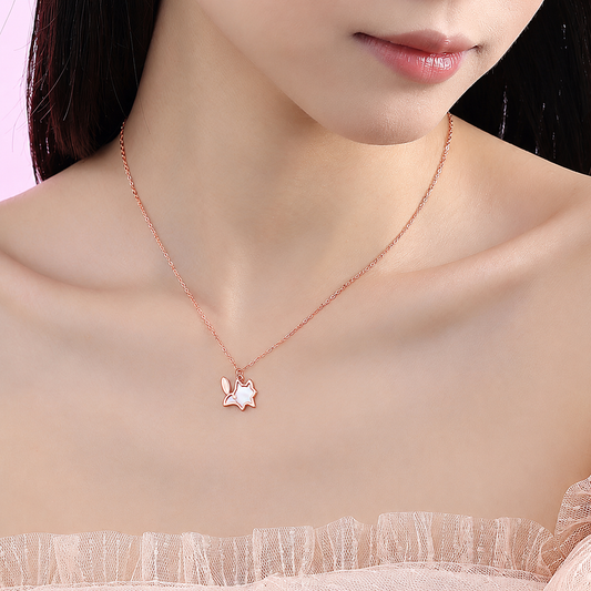 Women’s 925 Sterling Silver Cat Pendant Necklace with White Mother-of-Pearl