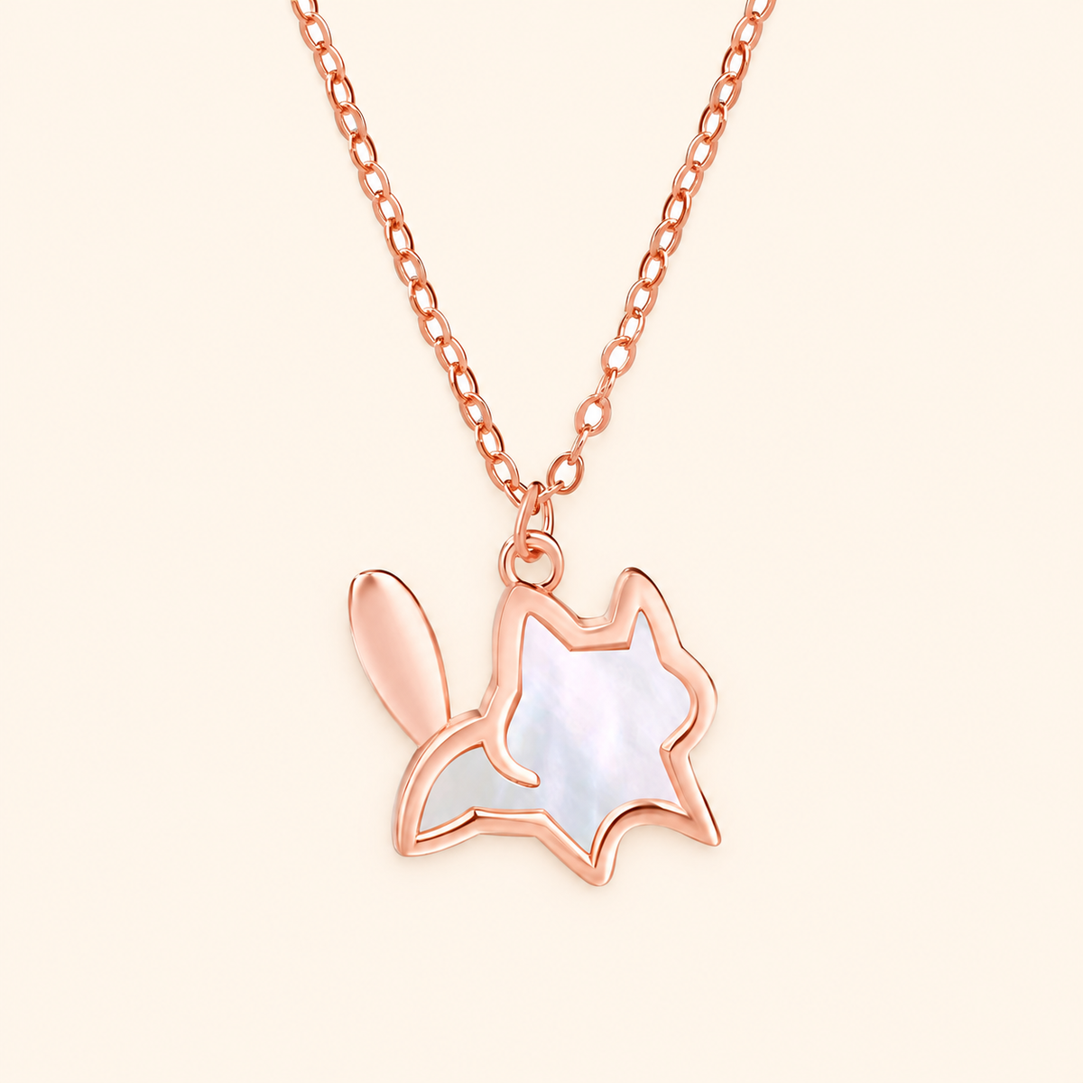 Women’s 925 Sterling Silver Cat Pendant Necklace with White Mother-of-Pearl