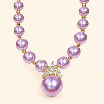 Women’s Elegant Pearl Beaded Bracelet with Crystal Crown Charm Detail