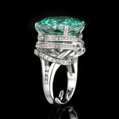 Women’s Paraiba Elegant Gold-Plated Adjustable Ring with Rose-Cut Simulated Gemstone