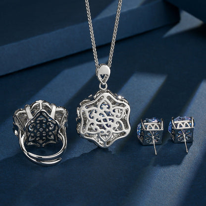 Women’s Elegant Gold-Plated Jewelry Set with Gradient Zircon Detail