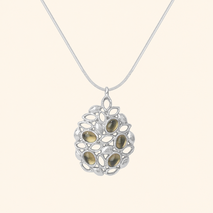Sicilian Lemon Stone Pendant Necklace – Gold & Silver