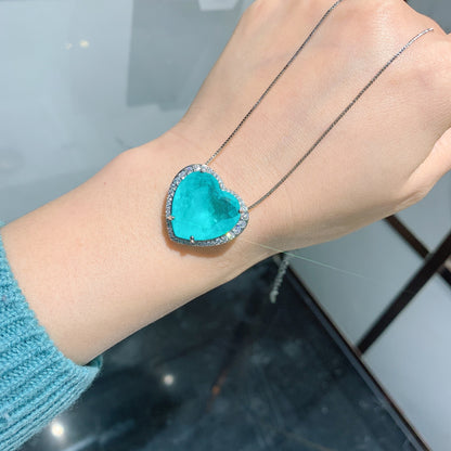 Women’s Elegant Paraiba-Inspired Necklace and Earrings Set with Zircon Detail