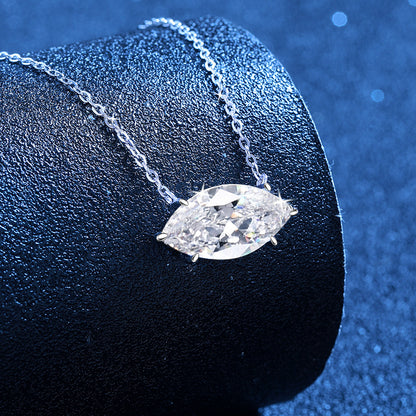 Women’s S925 Sterling Silver Marquise-Cut Moissanite Solitaire Necklace – 1CT / 2CT / 4CT
