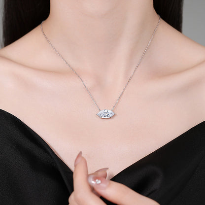 Women’s S925 Sterling Silver Marquise-Cut Moissanite Solitaire Necklace – 1CT / 2CT / 4CT
