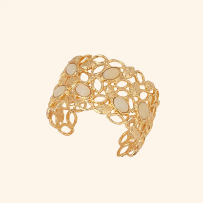 Sicilian Gold Stone-Accented Open Cuff Bracelet