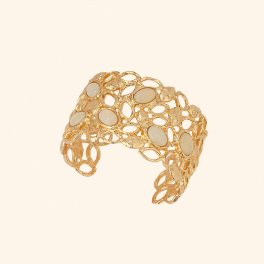 Sicilian Gold Stone-Accented Open Cuff Bracelet