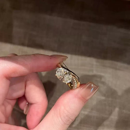 Vintage-Inspired Gold-Tone Adjustable Ring with Large Cushion-Cut Zircon