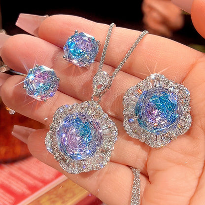 Women’s Elegant Gold-Plated Jewelry Set with Gradient Zircon Detail