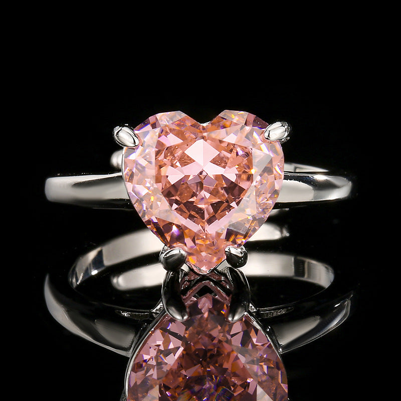 Women’s Padparadscha-Inspired Heart Jewelry Set with Zircon Detail