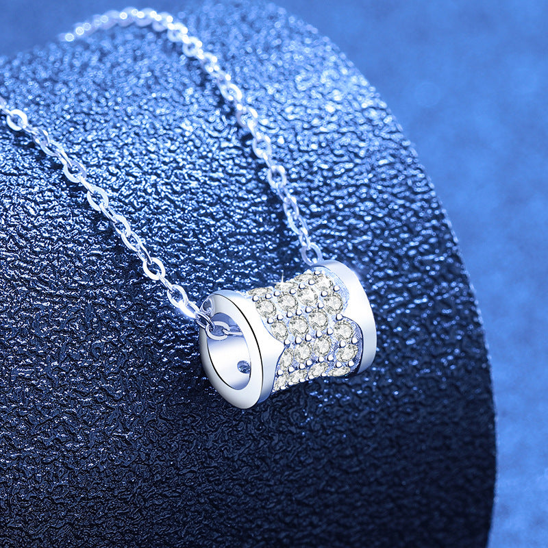 Women’s S925 Sterling Silver Pavé Moissanite Hourglass Pendant Necklace – 0.63CT