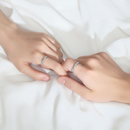 Couples’ S925 Sterling Silver Deer Antler Adjustable Matching Rings with Frosted Detail