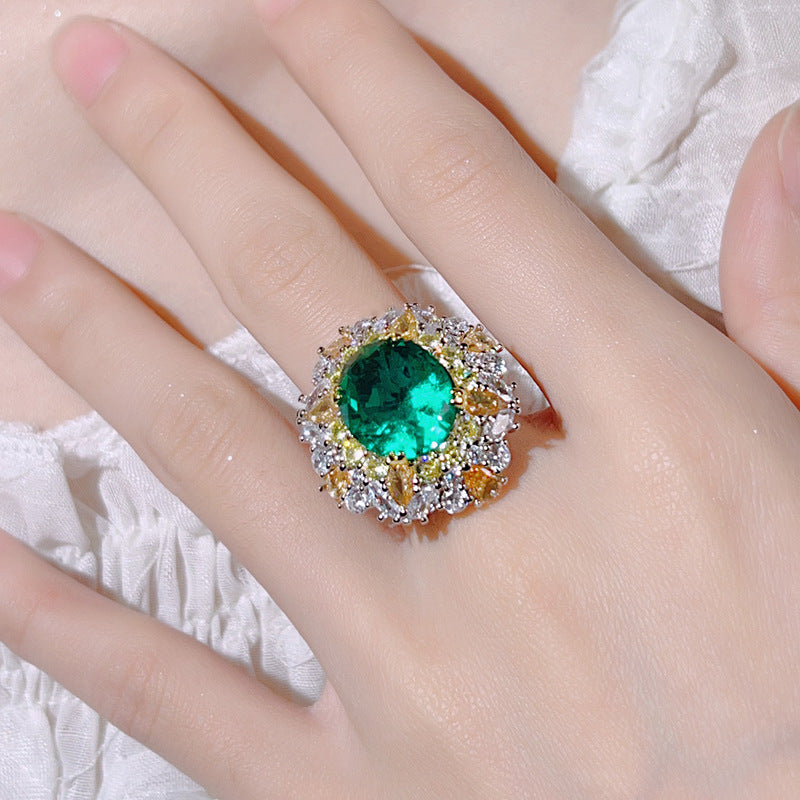 Women’s Candy Color Cubic Zirconia Adjustable Statement Ring with Pink, Red or Emerald Green Gemstone