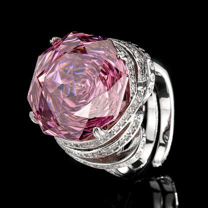 Women’s Paraiba Elegant Gold-Plated Adjustable Ring with Rose-Cut Simulated Gemstone