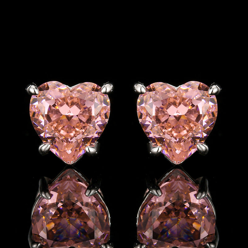 Women’s Padparadscha-Inspired Heart Jewelry Set with Zircon Detail