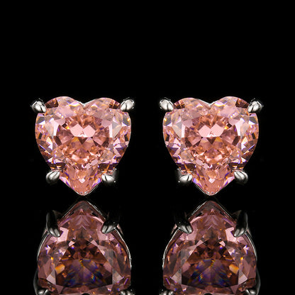 Women’s Padparadscha-Inspired Heart Jewelry Set with Zircon Detail