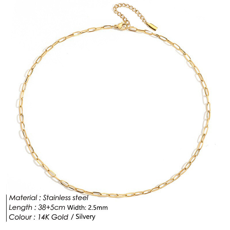 Minimalist Stainless Steel Oval Link Chain Necklace – 14K Gold & Silver