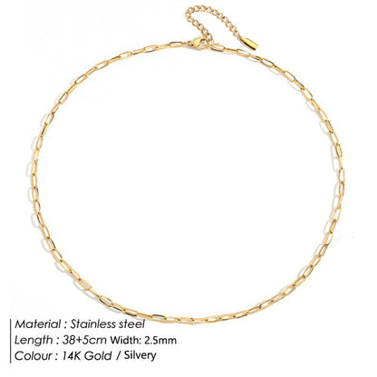 Minimalist Stainless Steel Oval Link Chain Necklace – 14K Gold & Silver