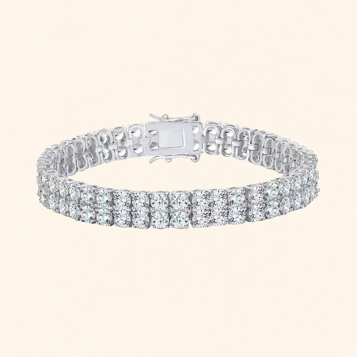 Double Row Cubic Zirconia Tennis Bracelet – Gold & Silver