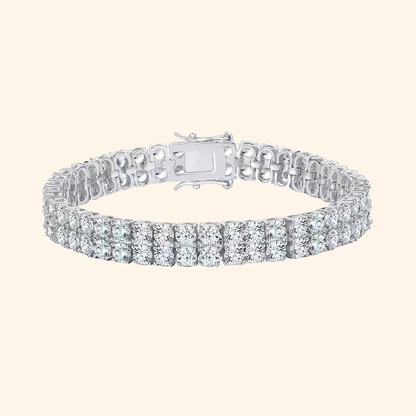 Double Row Cubic Zirconia Tennis Bracelet – Gold & Silver