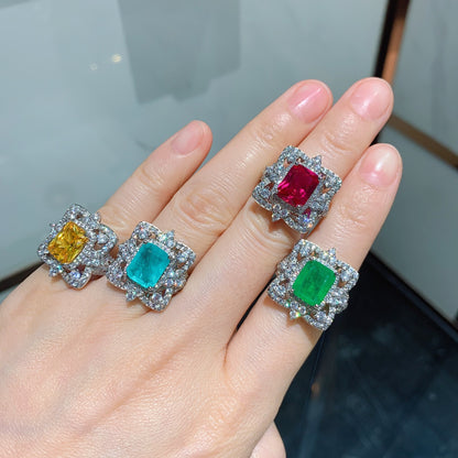 Women’s Elegant Electroplated Copper Ring with Colorful Zircon Detail