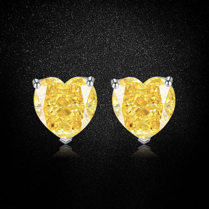 Women’s Yellow Heart-Cut High-Carbon Diamond Necklace, Earrings & Ring Jewelry Set