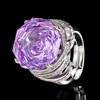 Women’s Paraiba Elegant Gold-Plated Adjustable Ring with Rose-Cut Simulated Gemstone