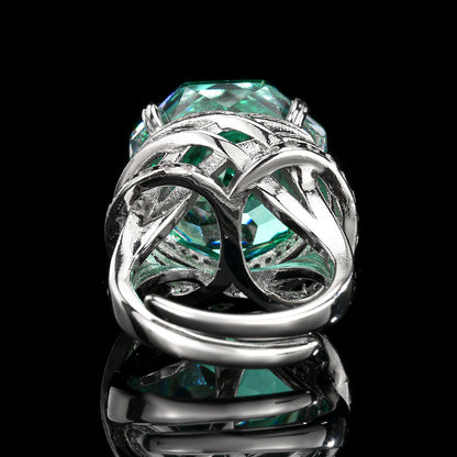 Women’s Paraiba Elegant Gold-Plated Adjustable Ring with Rose-Cut Simulated Gemstone