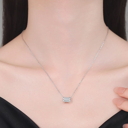 Women’s S925 Sterling Silver Pavé Moissanite Hourglass Pendant Necklace – 0.63CT