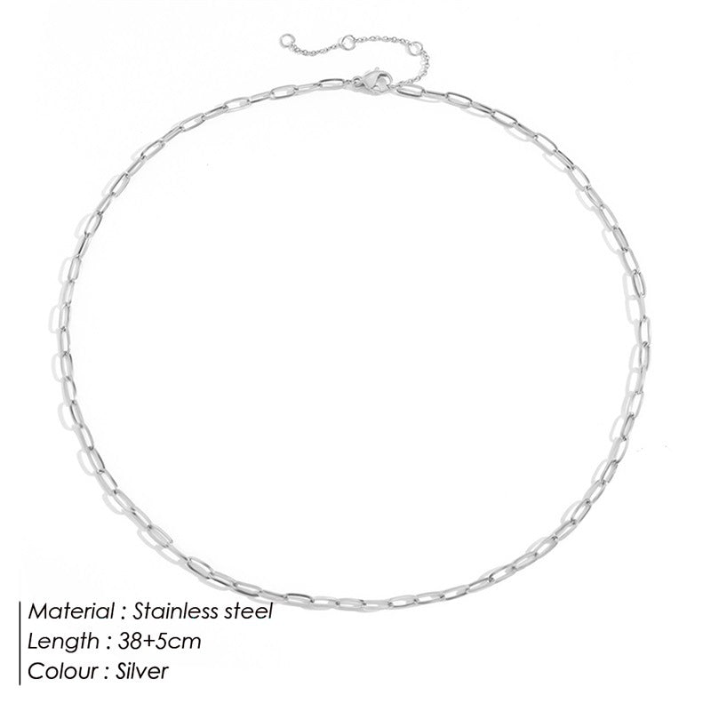 Minimalist Stainless Steel Oval Link Chain Necklace – 14K Gold & Silver