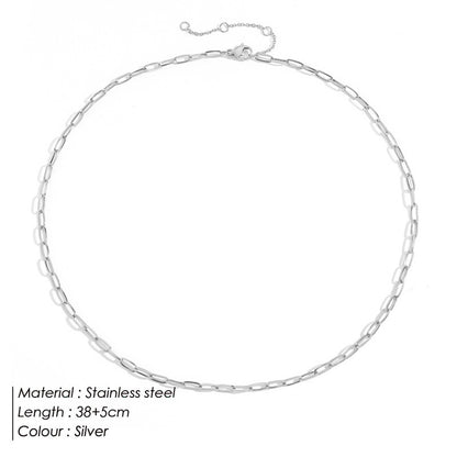 Minimalist Stainless Steel Oval Link Chain Necklace – 14K Gold & Silver