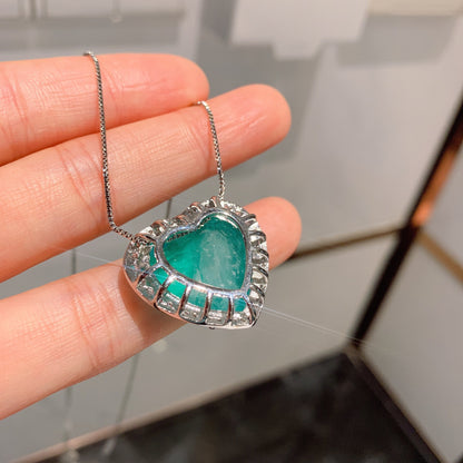 Women’s Elegant Paraiba-Inspired Necklace and Earrings Set with Zircon Detail