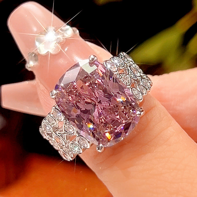 Women’s Gold-Plated Open Ring with Nest-Cut Zircon