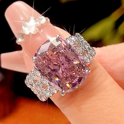 Women’s Gold-Plated Open Ring with Nest-Cut Zircon