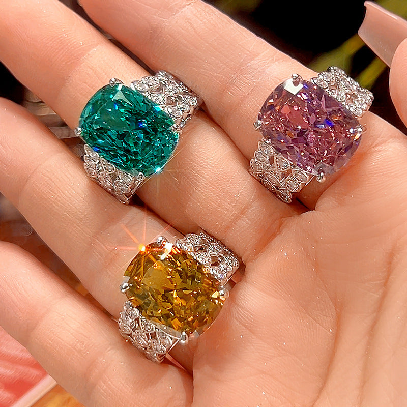 Women’s Gold-Plated Open Ring with Nest-Cut Zircon
