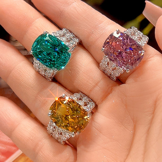 Women’s Gold-Plated Open Ring with Nest-Cut Zircon